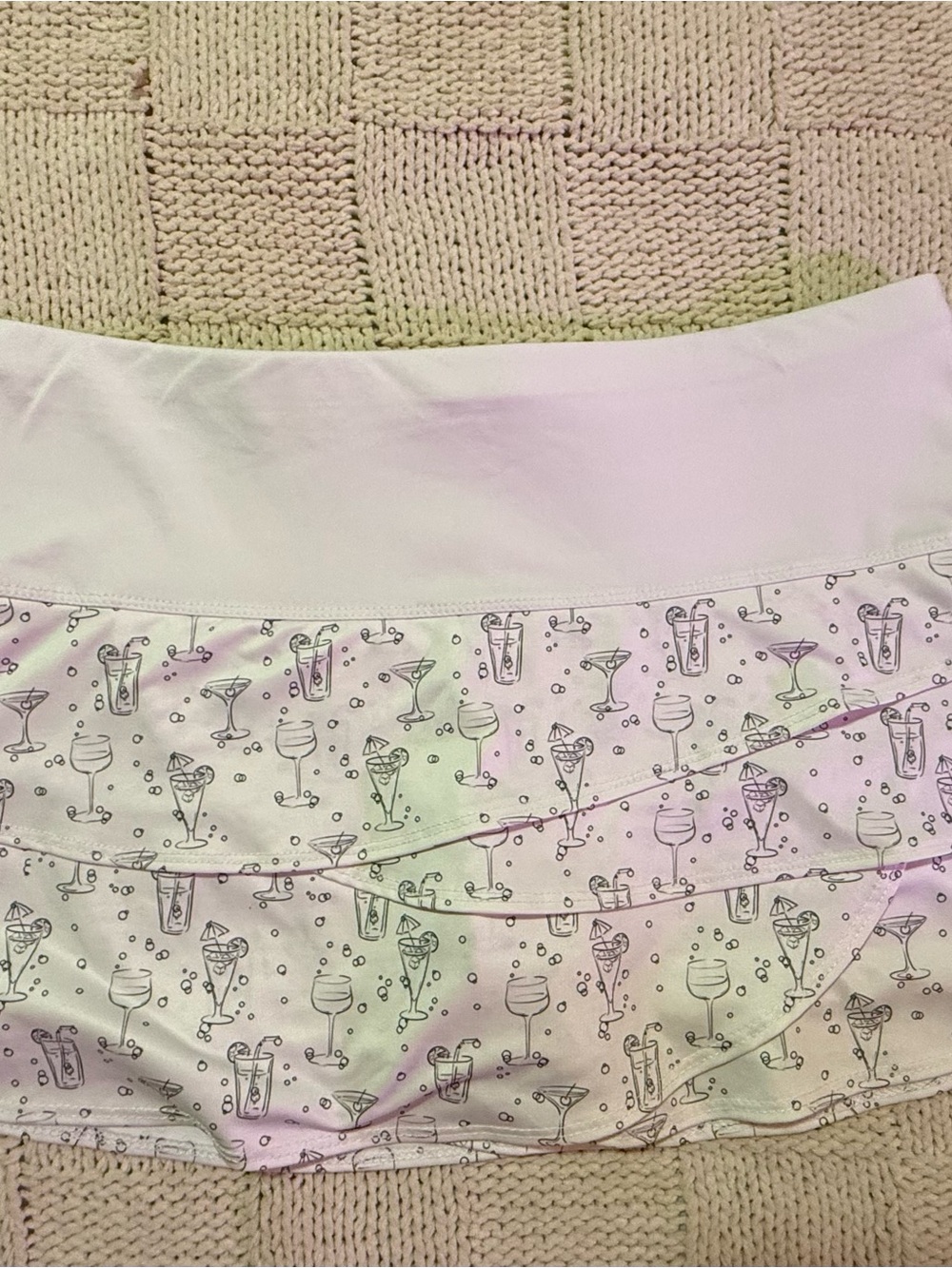 Lucky in Love White Skort with Black Cocktail Print